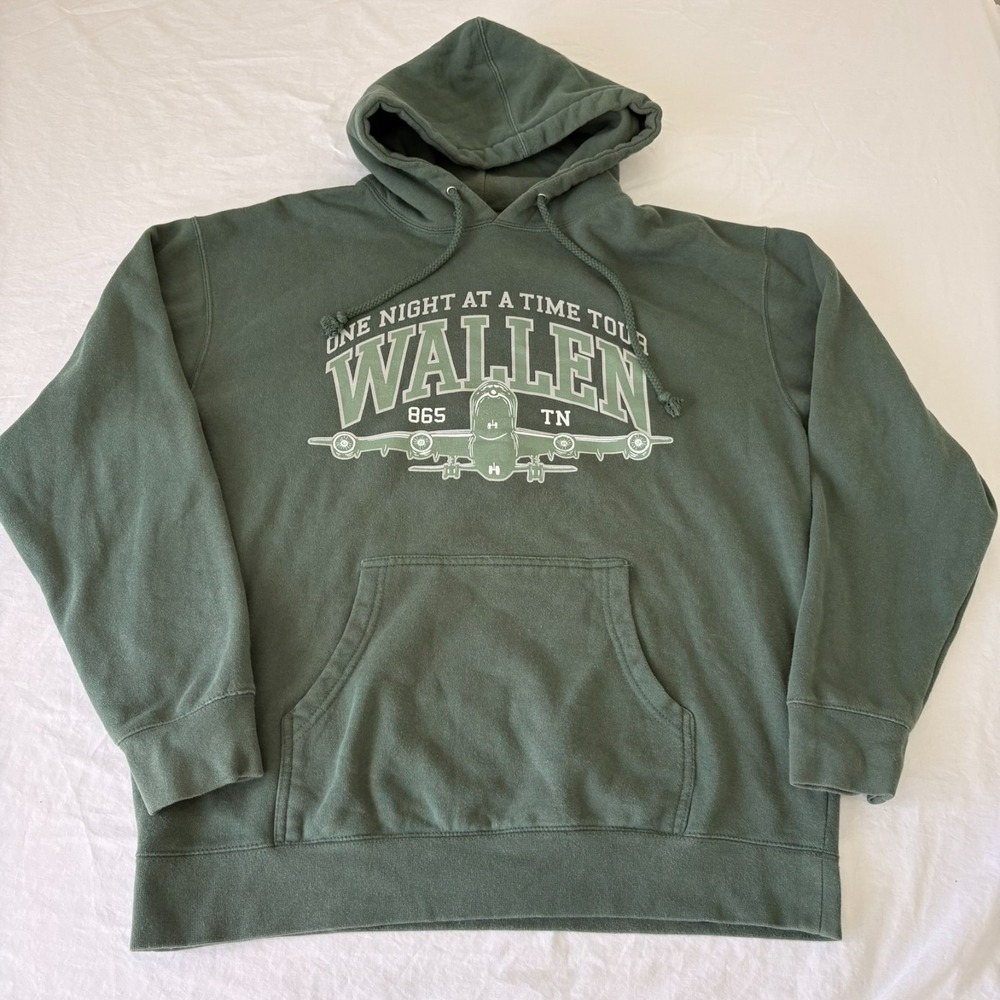 Morgan Wallen Unisex Green One Night At A Time Tour Hooded Sweatshirt Size Large